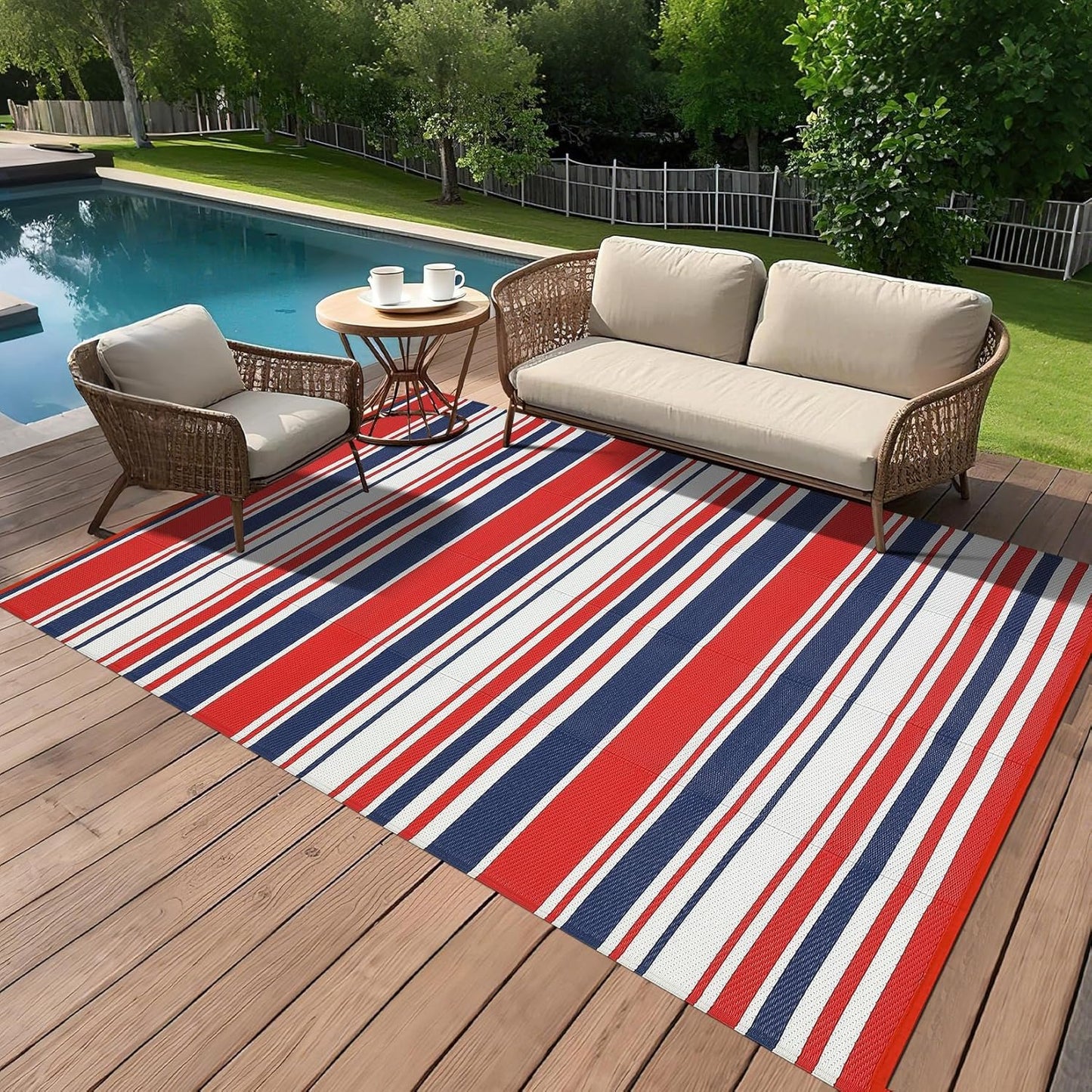 Outdoor Rugs 9x12 Waterproof Reversible Plastic Straw Mats