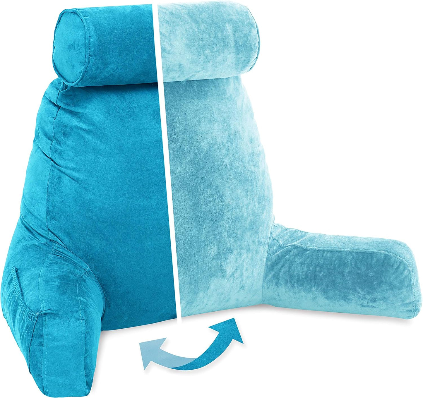 Husband Pillow XXL Reading Bed Rest Pillow with Arms & Neck Roll