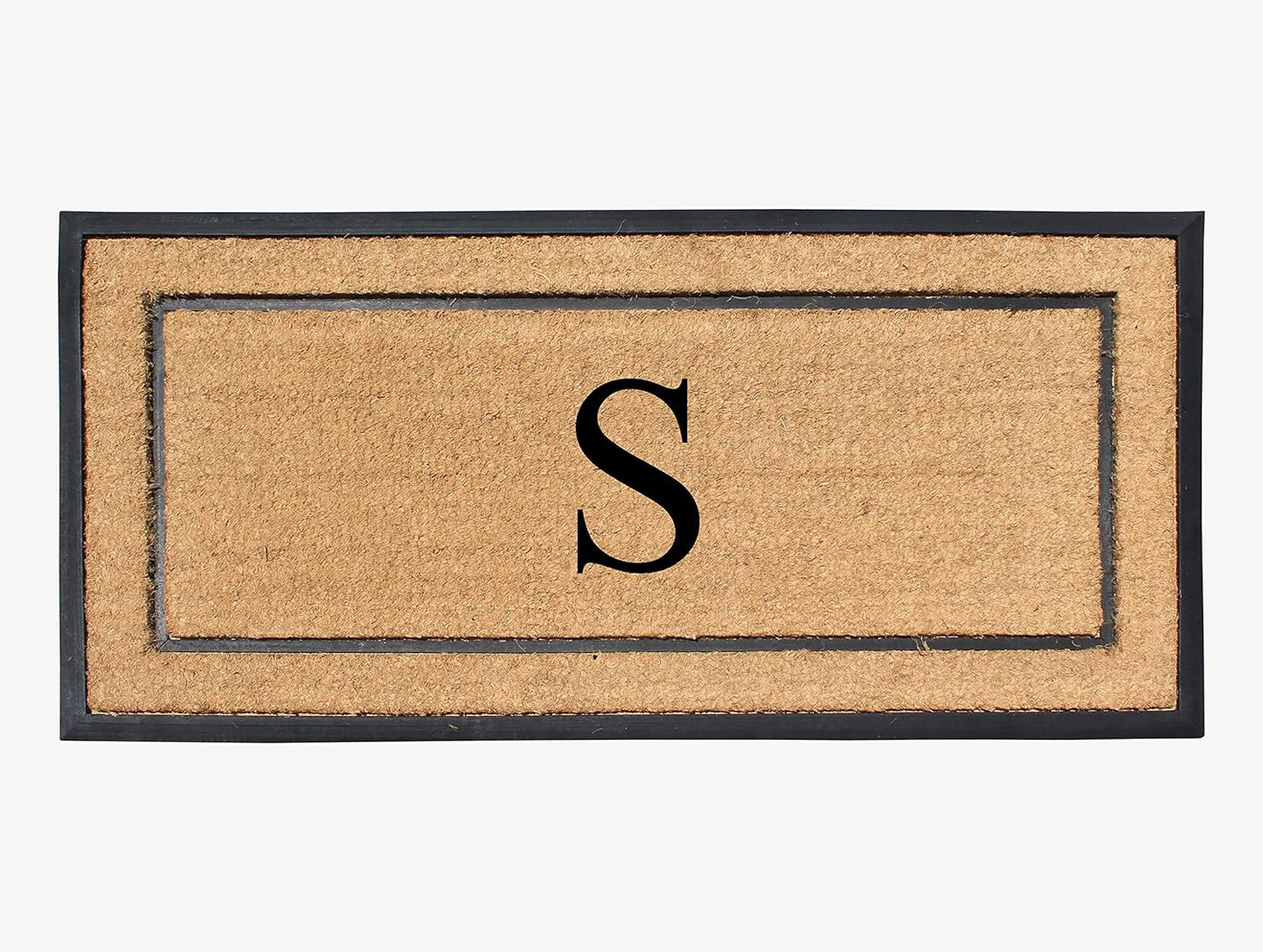 Natural Coir & Rubber Large Monogrammed Doormat for Entryways