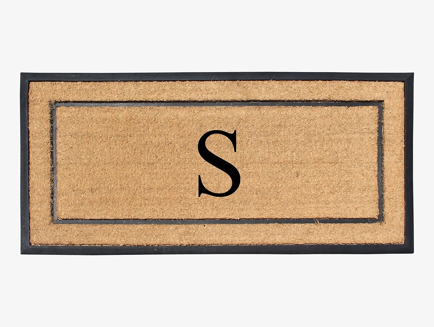 Natural Coir & Rubber Large Monogrammed Doormat for Entryways