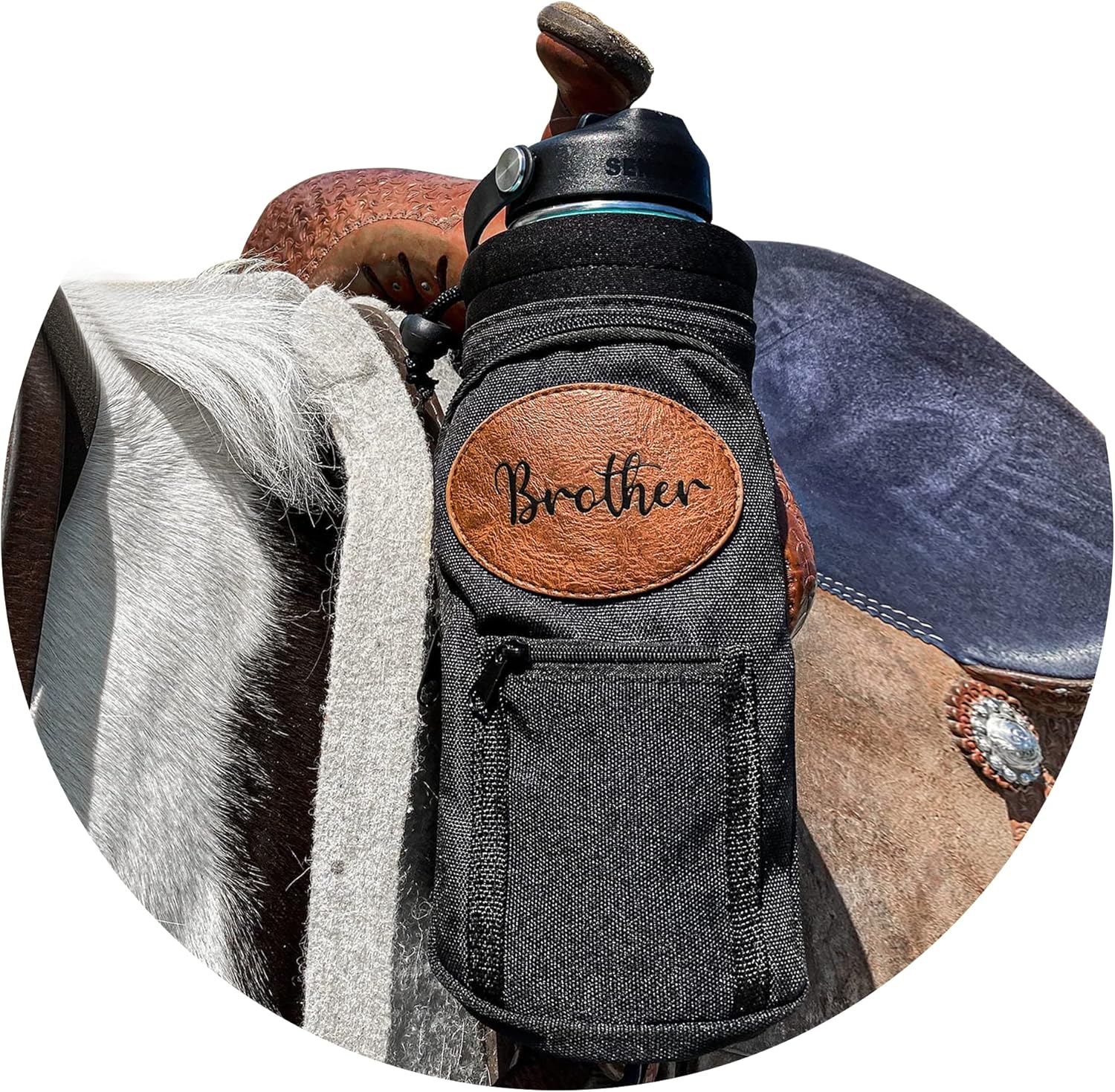 Personalized Horse Saddle Water Bottle Holder for Equestrians