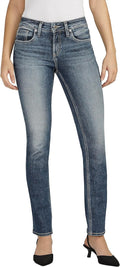 Silver Jeans Co. Women's Suki Mid Rise Curvy Fit Straight Leg Jewelry