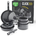 GreenLife 10 Piece Granite Black Nonstick Cookware Set - Click Handles