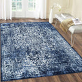 5x7 Area Rugs Navy Blue - Machine Washable Vintage-Inspired