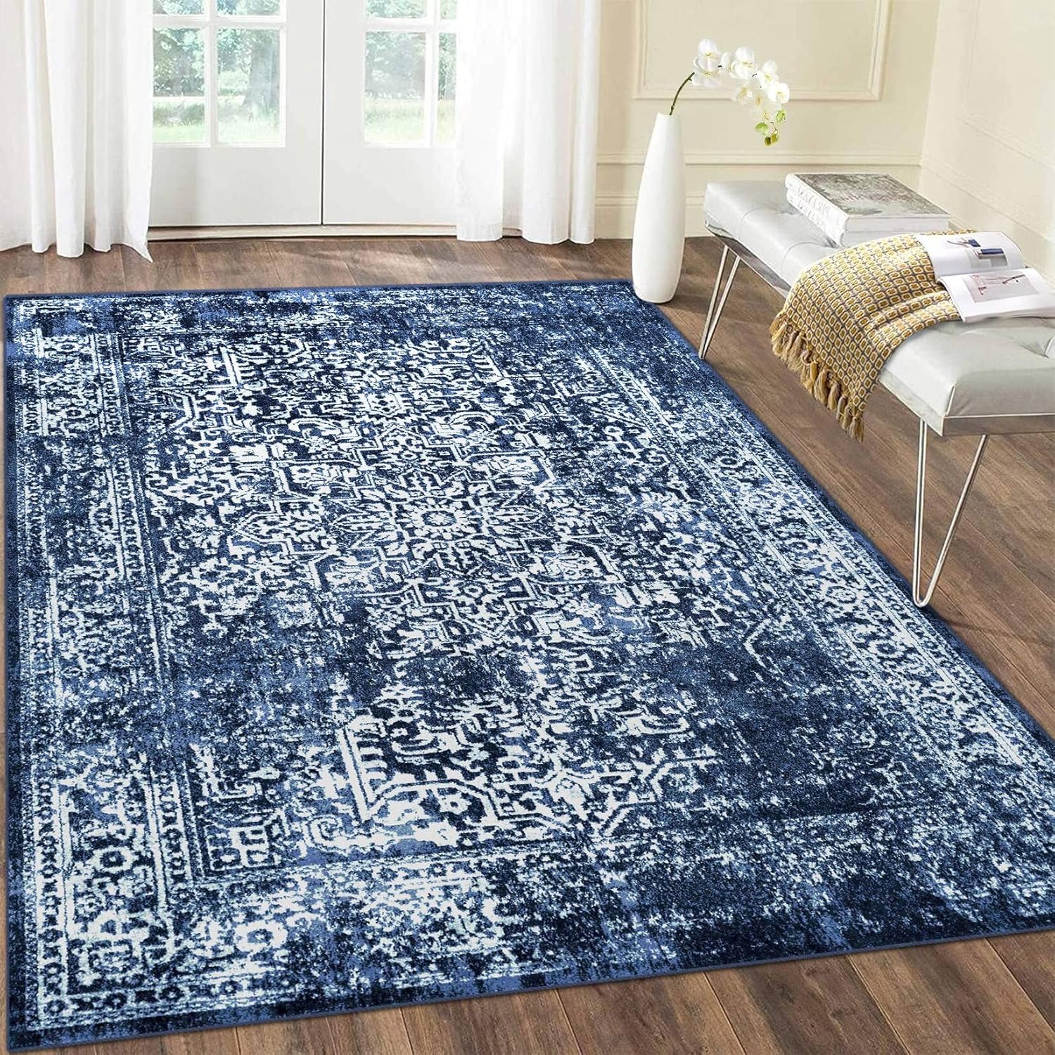 Vivorug 5x7 Area Rugs - Vintage-Inspired Stain Resistant Design