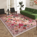 Area Rugs 8x10 Rug for Living Room - Washable Boho Floral Low Pile