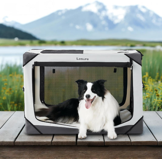 Lesure Collapsible Dog Crate - Portable Travel Kennel for Large Dog