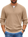 Mens Quarter Zip Pullover Slim Fit Knit Sweater - Lightweight Mock