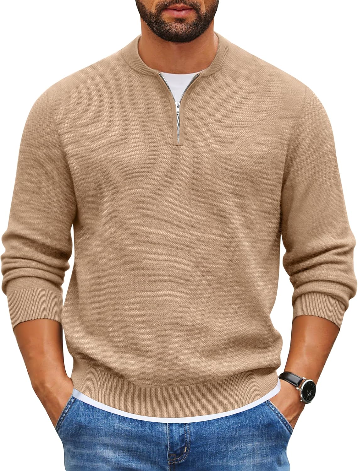 COOFANDY Mens Quarter Zip Pullover Slim Fit Knit Sweater Review