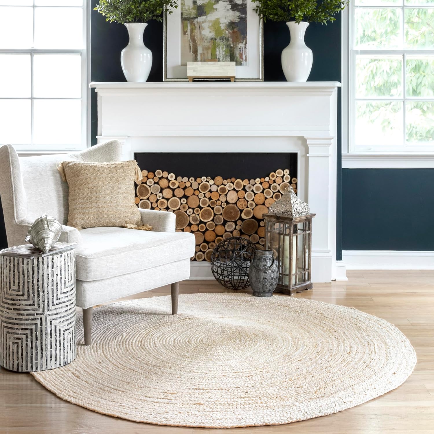 nuLOOM 7 Round Rigo Jute Hand Woven Area Rug for Your Home