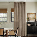 Tan Brown Linen Pinch Pleated Curtains for Elegant Living Spaces