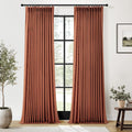 Terracotta Burnt Orange Thick Linen Curtains Pinch Pleated 108 in
