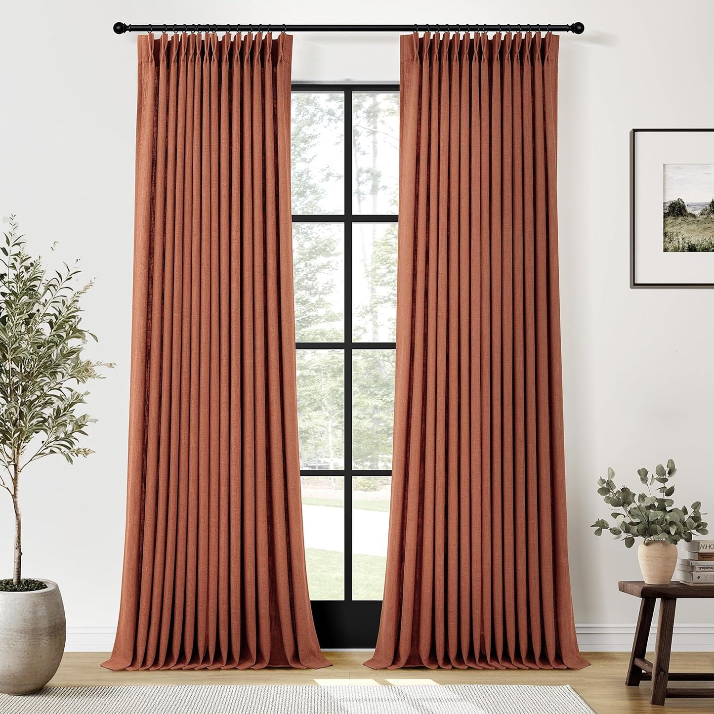 Terracotta Burnt Orange Thick Linen Curtains for Elegant Spaces