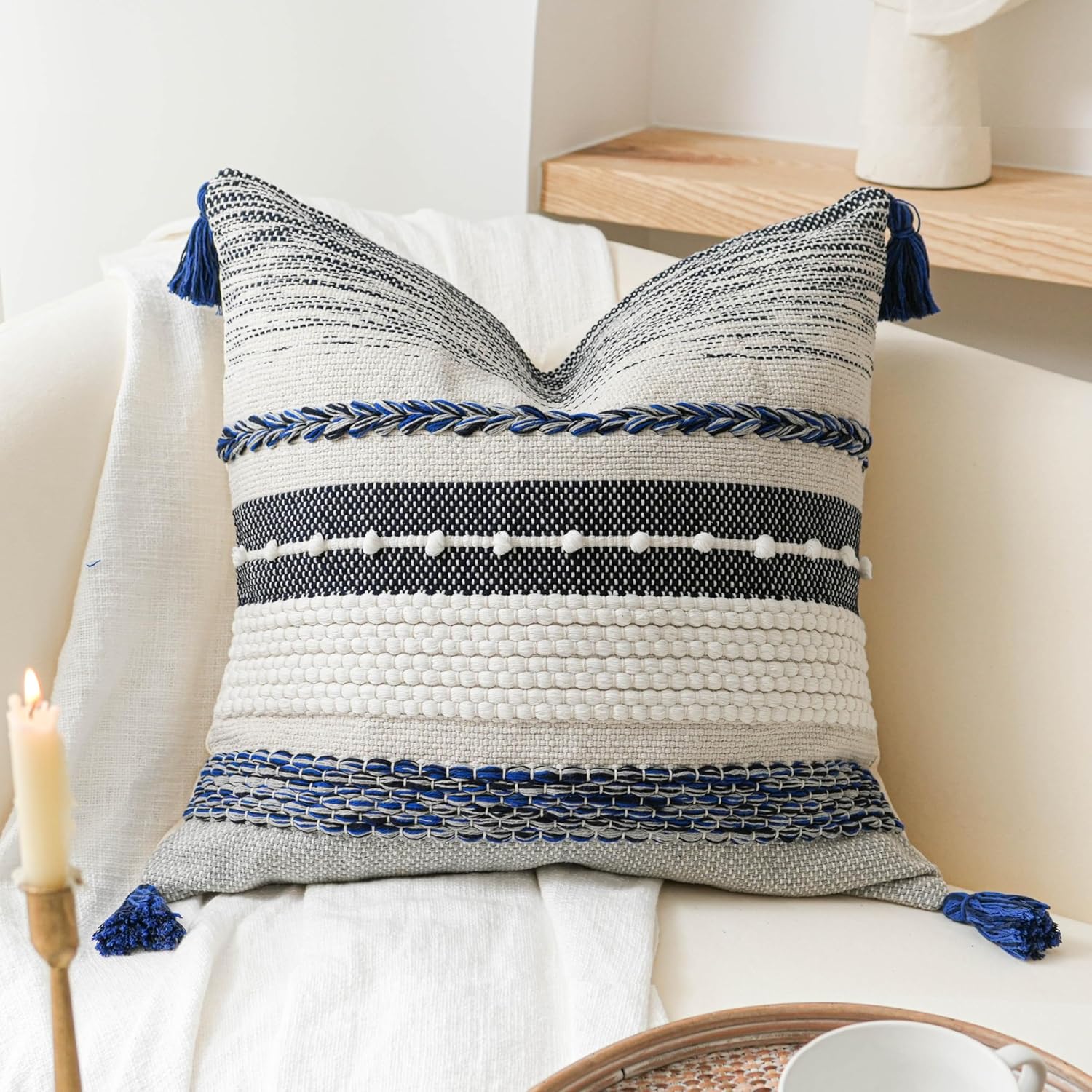 Navy Dark Blue Decorative Throw Pillow Cover for Home Decor