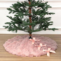 36-Inch Puff Quilt Faux Fur Christmas Tree Skirt - Baby Pink