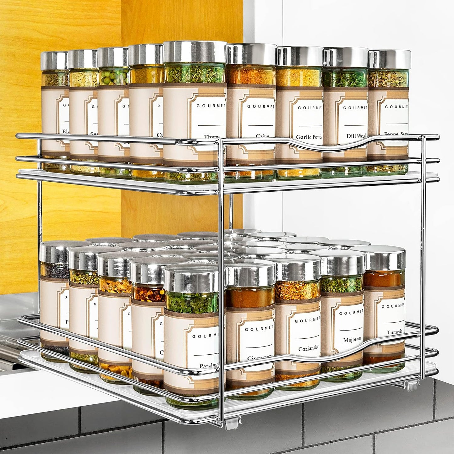 LYNK PROFESSIONAL Pull Out Spice Rack Organizer for Kitchen Use