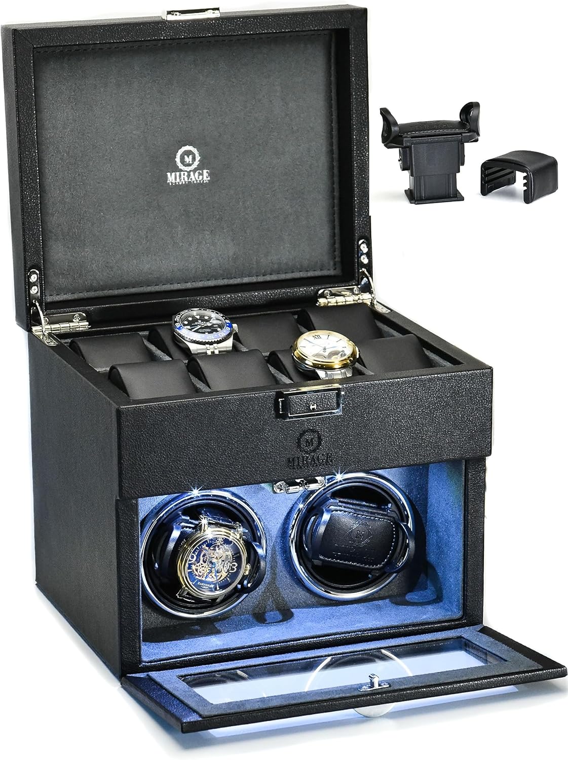 Mirage Ebony Black Watch Winder Box - Luxury Travel Essential