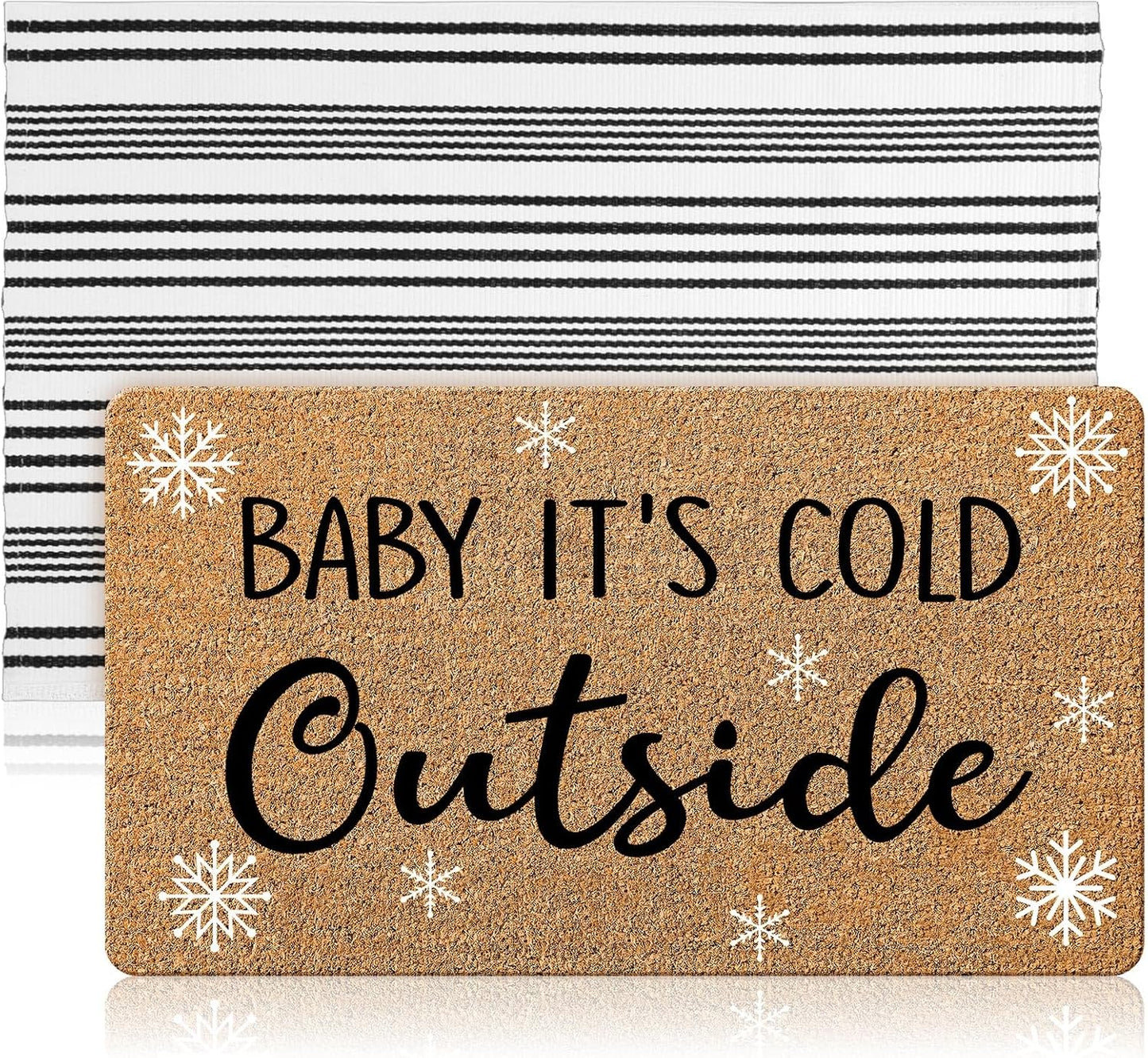 Duraaamo Christmas Baby It's Cold Outside Door Mat Set for Home