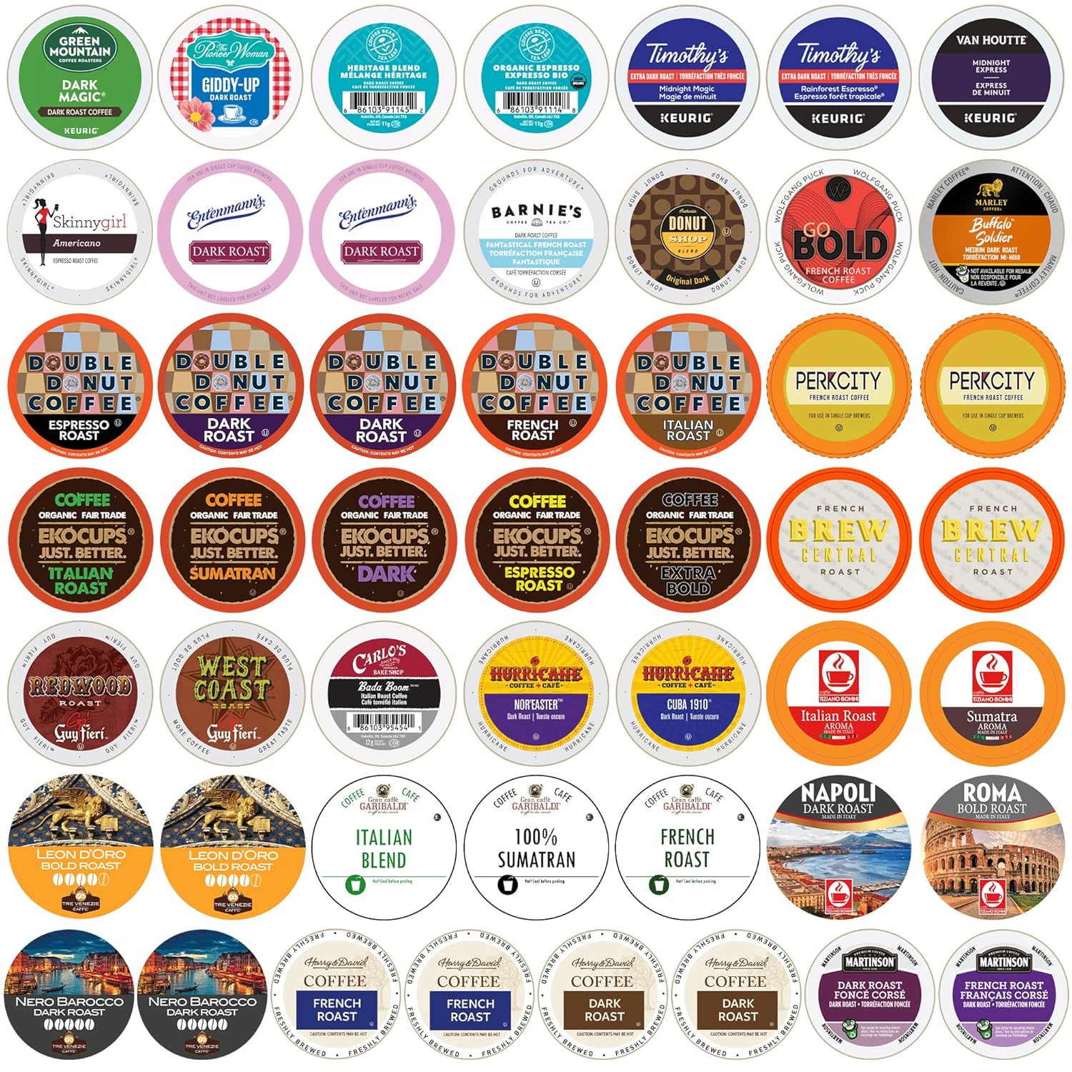 Crazy Cups Premium Bold Dark Roast Coffee Variety Pack 50 Count
