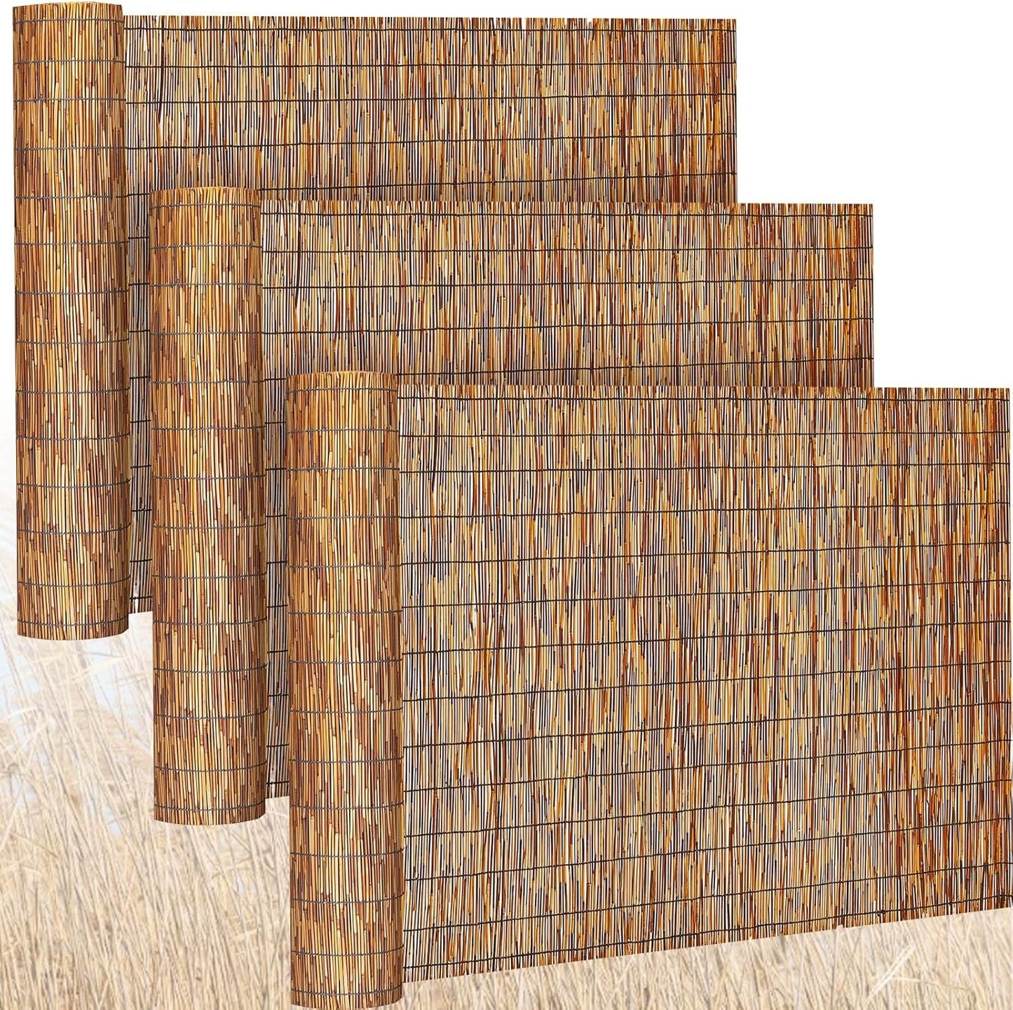 Bamboo Privacy Screen for Garden and Patio by Barydat - 3 Pcs