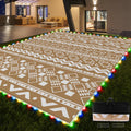 RV Outdoor Rug with Lights 9x12ft for Camping and Patio Use