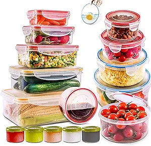 28 PCs Large Food Storage Containers with Airtight Lids for Meal Prep