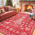 Christmas Area Rug 6x9 for Living Room - Washable Boho Holiday Rug
