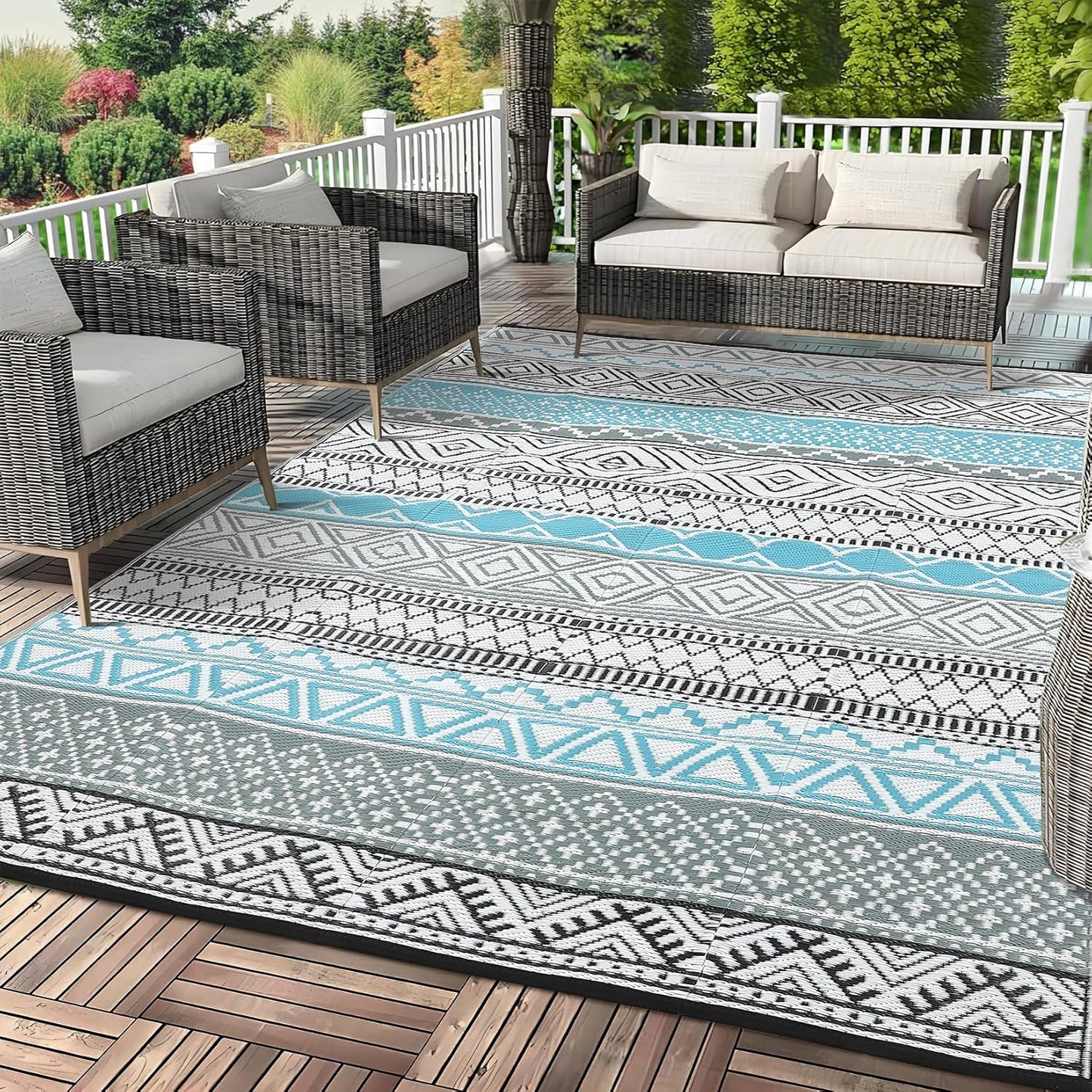 GAOMON Outdoor Rug 9ftx12ft Waterproof Mat for Patio Decor