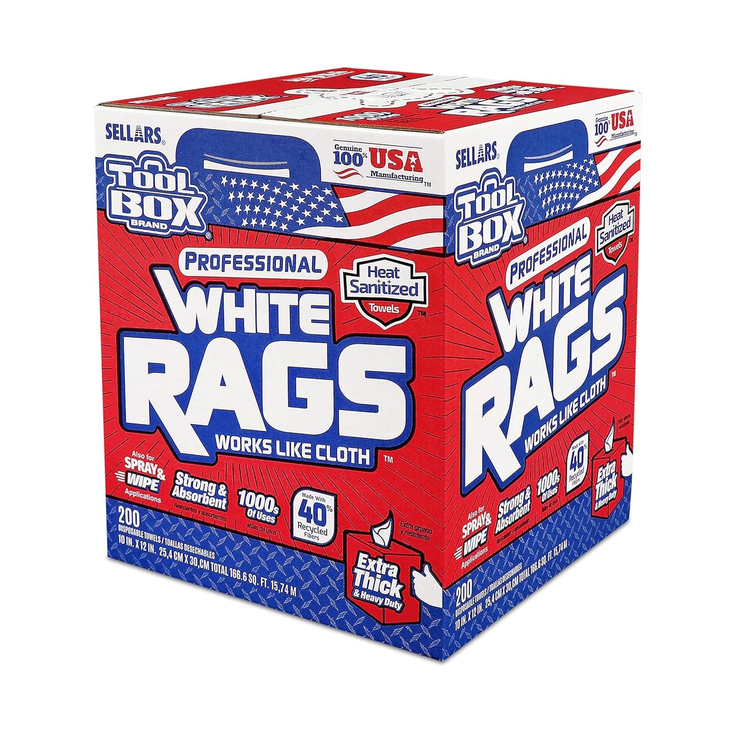 Sellars 58202 ToolBox White Rags for All Wiping Needs