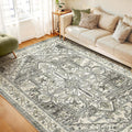 8x10 Washable Area Rug Brown/Ivory - Soft Low Pile Non-Slip