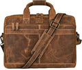 16in Leather Laptop Messenger Briefcase Bag for Men - Sun Tan Brown