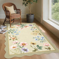 Floral 4x6 Rug Ultra-Thin Scalloped Area Rug - Washable, Non-Slip