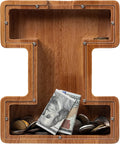 ladenk 12 in Extra Large Wooden Kids Letter Piggy Bank - Initial I