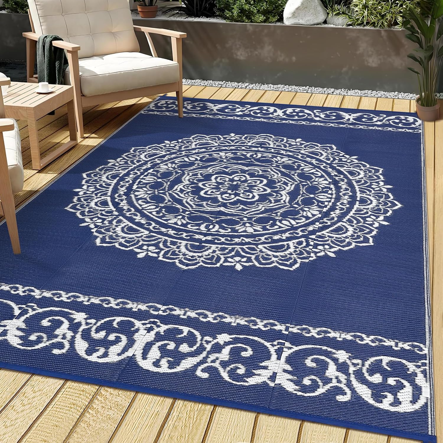 GarveeHome Outdoor Rug 9x12 Waterproof for Patio and Camping