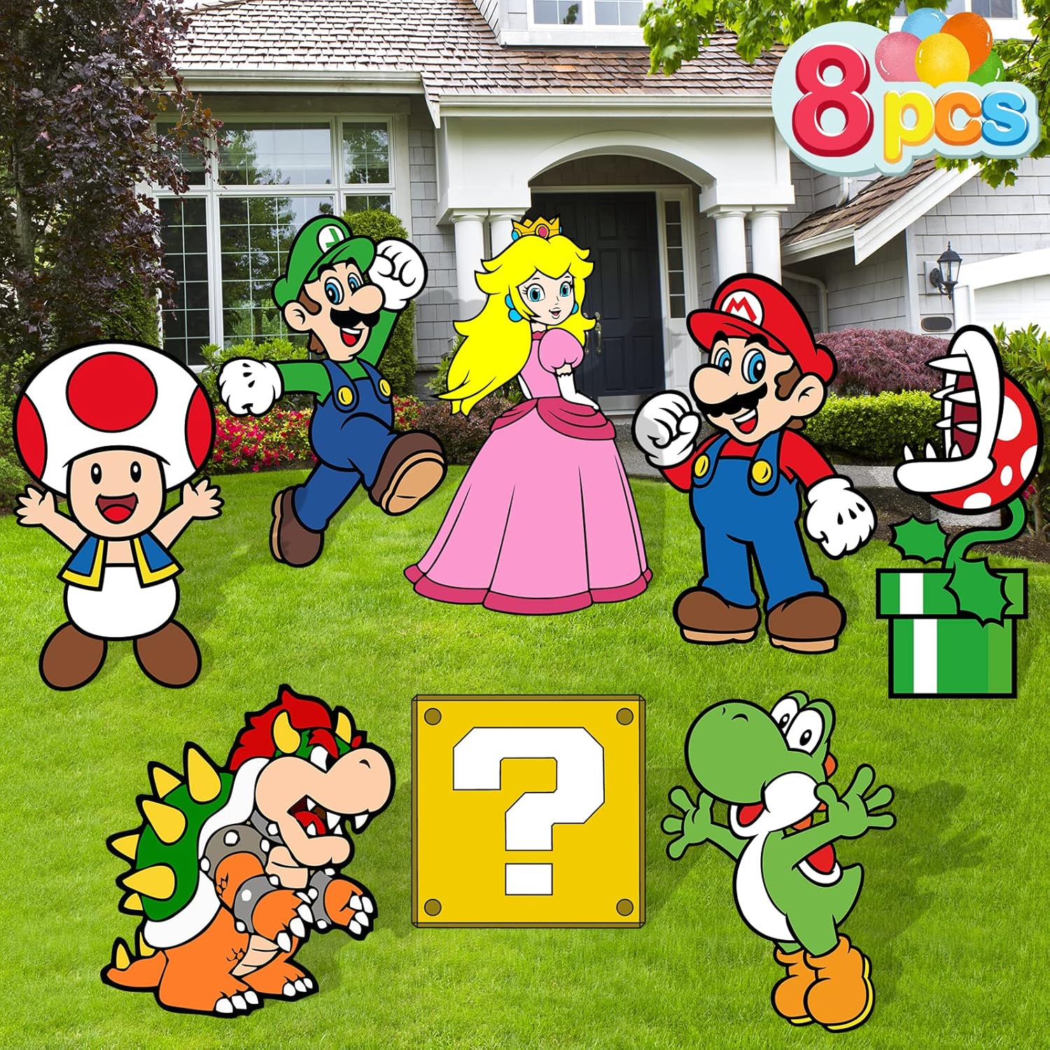 Mario Birthday Party Supplies with 8PCS Yard Signs for Fun