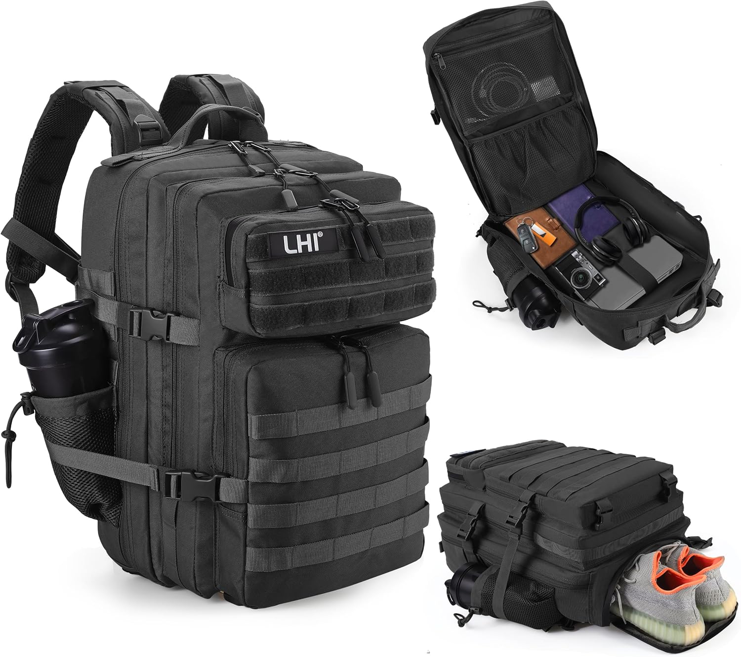 LHI Military Tactical Backpack 45L with Shoe Compartment for Travel