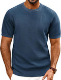 Trendy Knit Crewneck Tee for Men with Short Sleeves and Versatile Fit