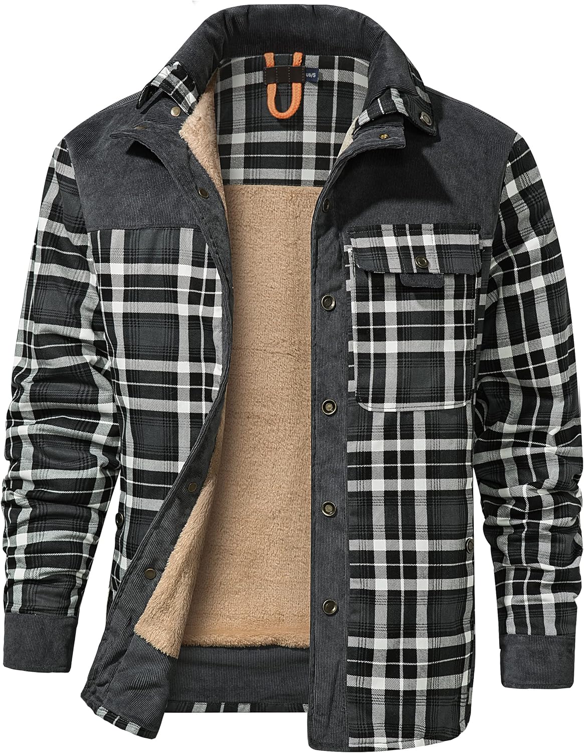 Flygo Men's Flannel Jacket: Warm Sherpa Lined Winter Wear