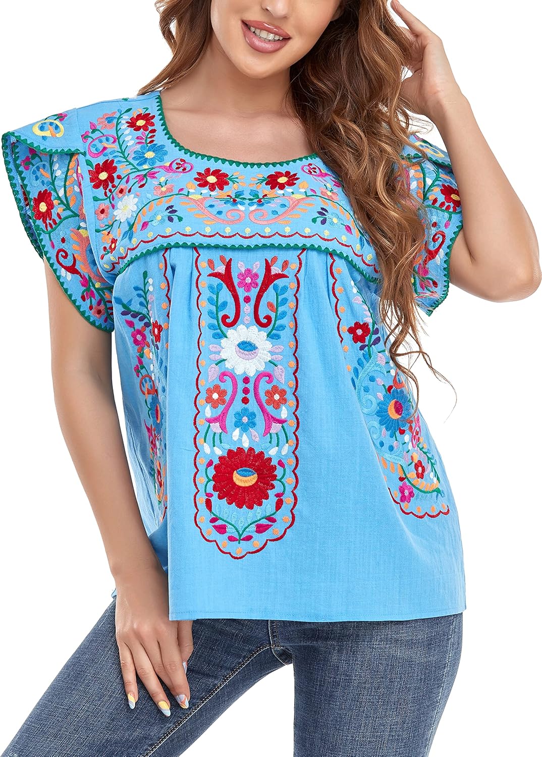 YZXDORWJ Women's Summer Boho Embroidery Tunic Shirt for Style