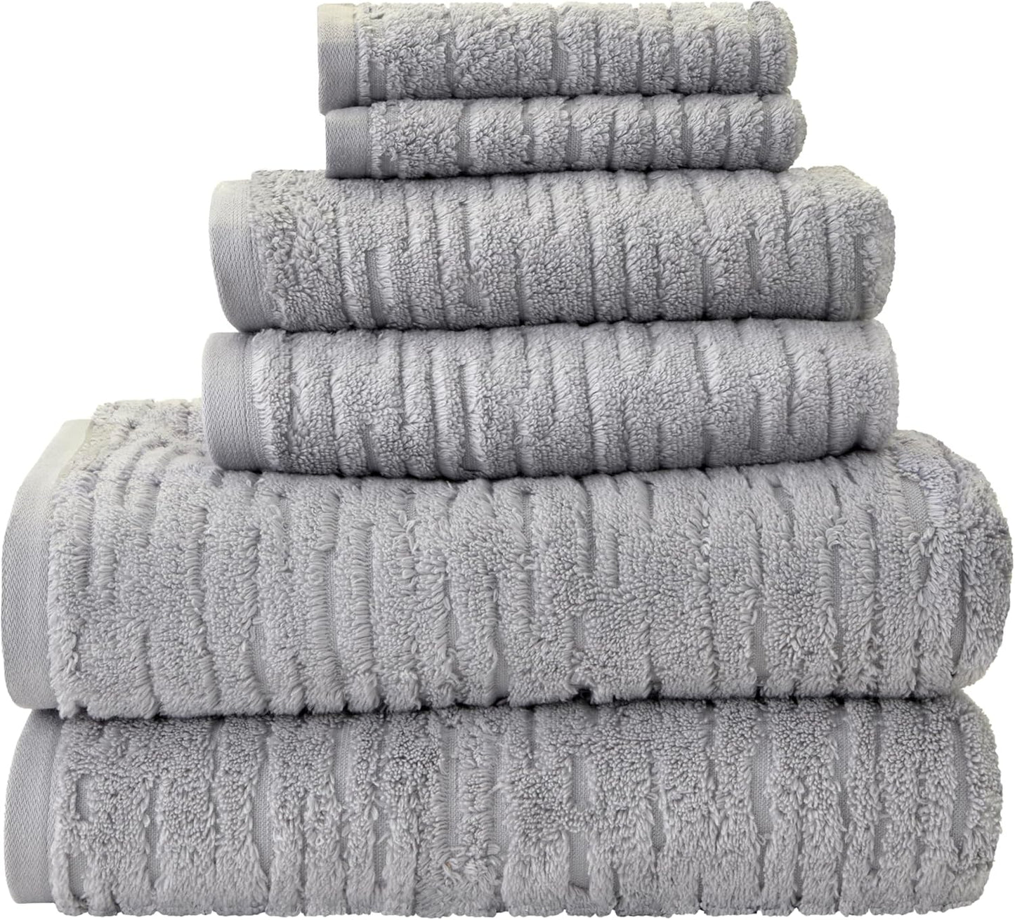 CloudSoft Cotton Luxury 6 Pc Towel Set for Bath & Gift, Gray