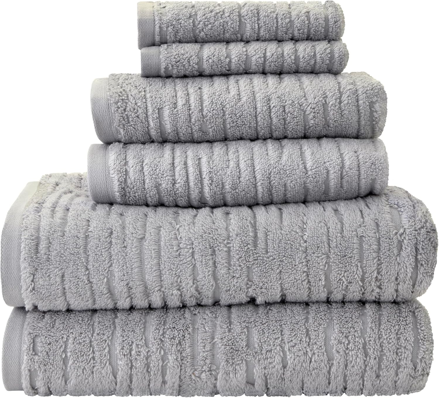 CloudSoft Cotton Luxury 6 Pc Towel Set for Bath & Gift, Gray