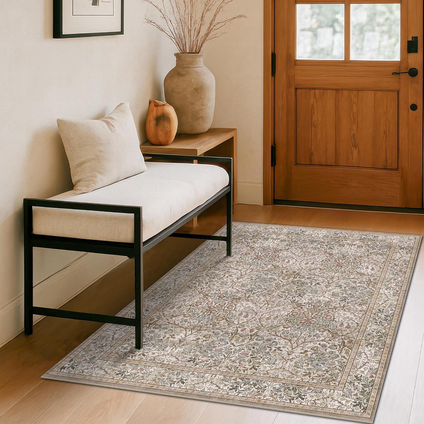 Vintage 4x6 Entryway Rug for Mudroom and Living Room Decor
