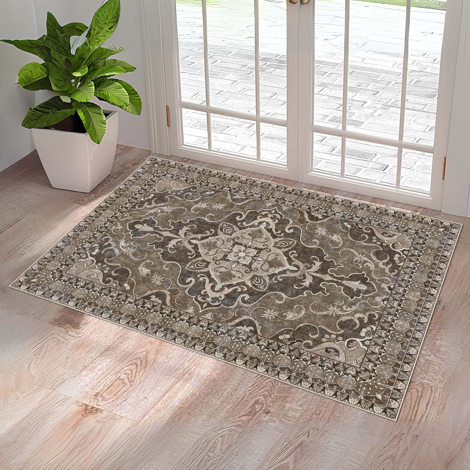 Washable Entryway Rug 3x5 | Non Slip Rug for Hallways & More