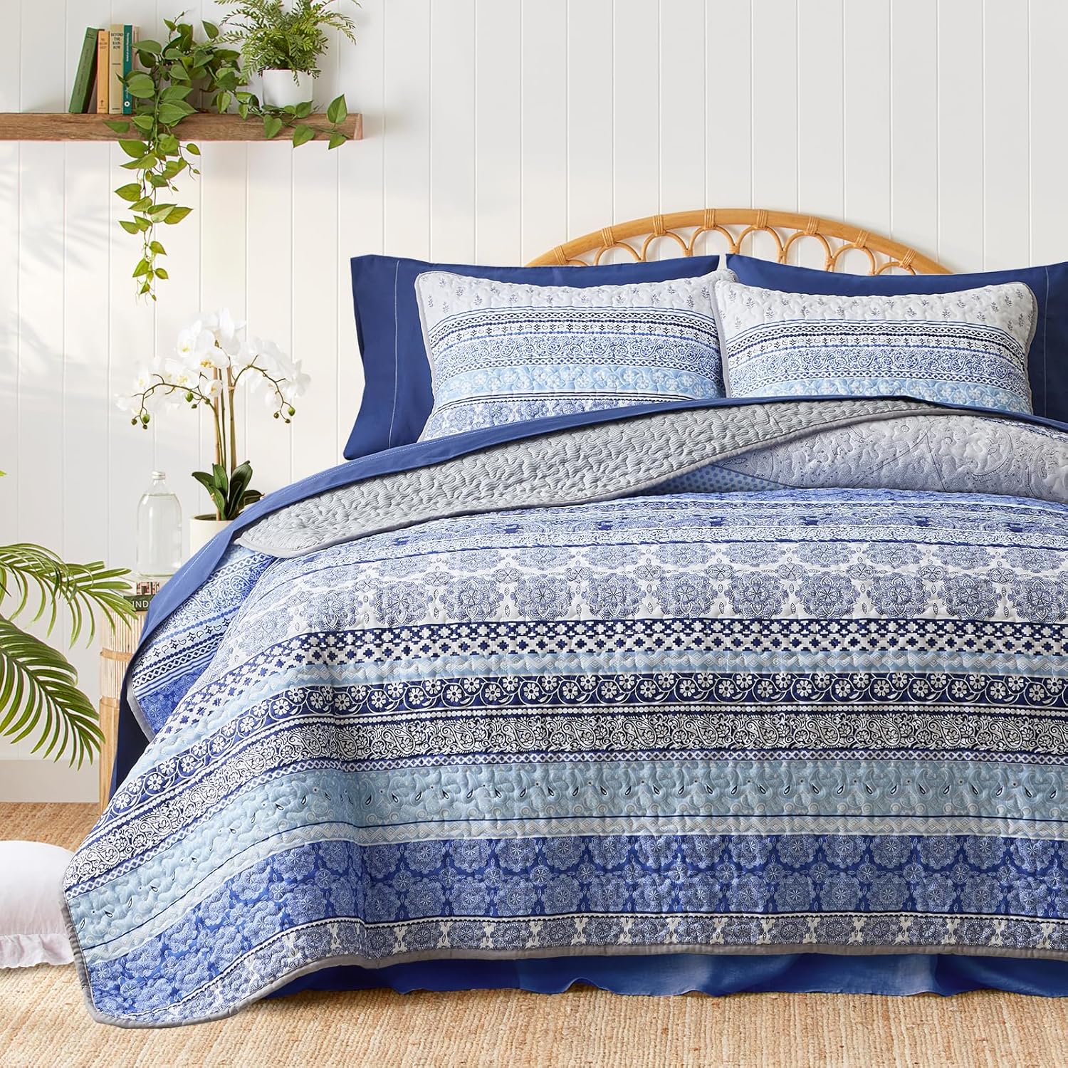 Colorful Bohemian Quilt Set King Size for Summer Comfort
