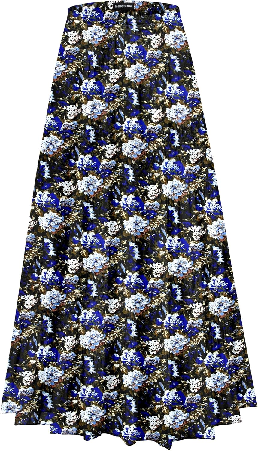 Womens Chiffon Long Skirt with Floral Design for Bohemian Style