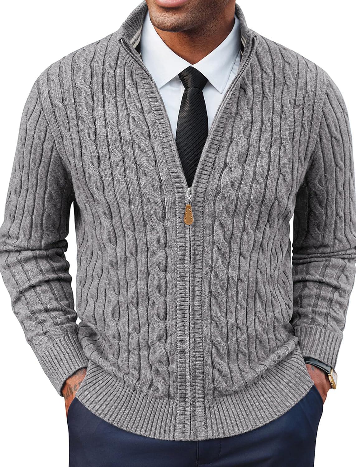 PJ PAUL JONES Mens Cardigan Sweater Full Zip Up for Style