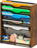 6-Tier Wall File Organizer with Bottom Tray - Vertical Desk & Wall