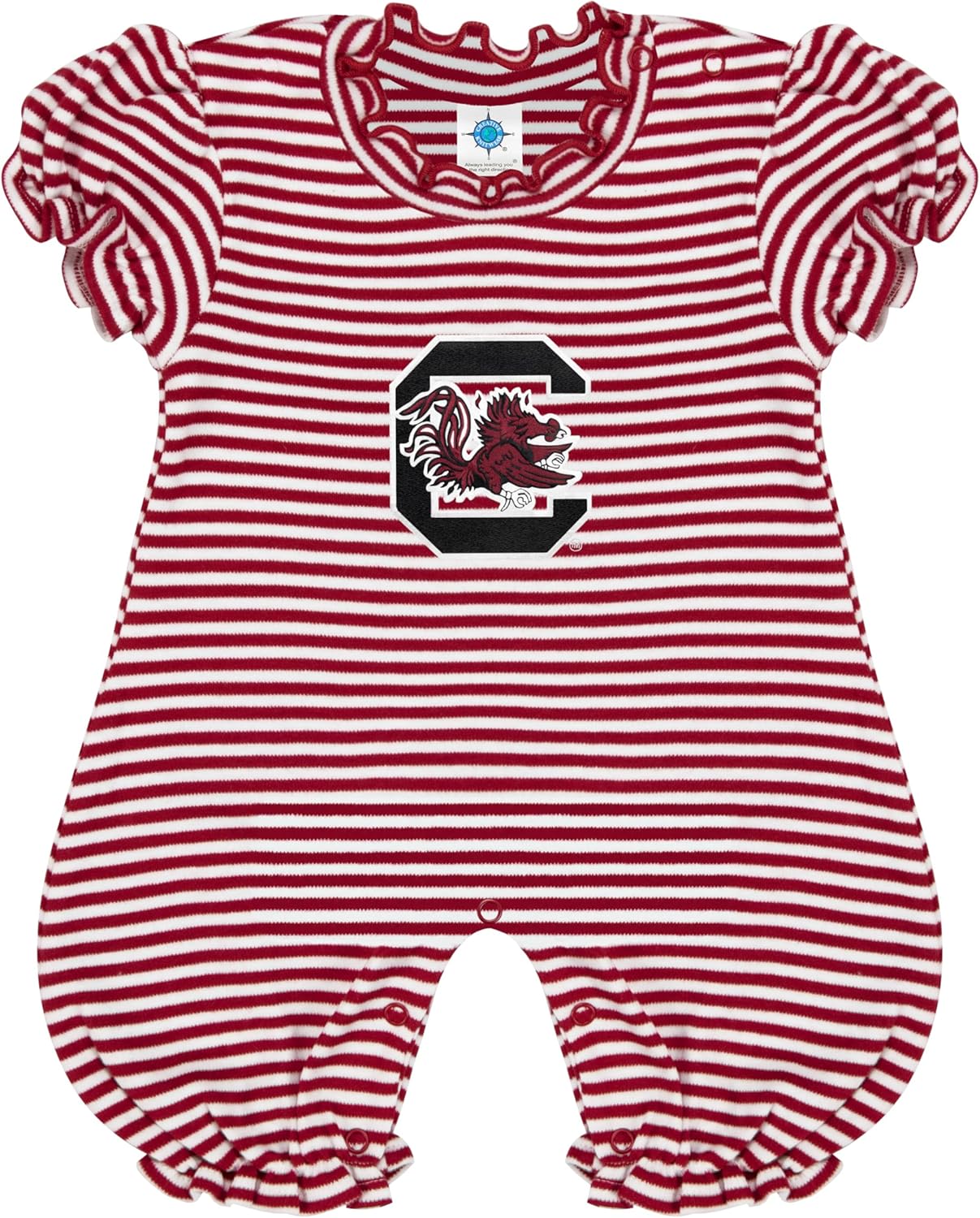 Creative Knitwear College Baby Striped Puff Sleeve Romper for Girls