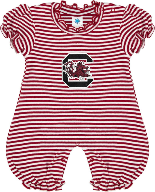 Creative Knitwear College Baby Striped Puff Sleeve Romper for Girls