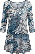 Nandashe Womens 3/4 Sleeves Floral Tunic Shirt - Flowy, Comfortable